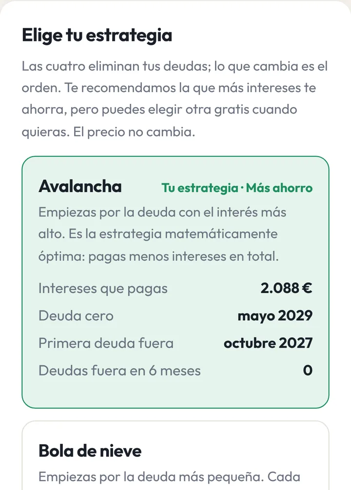 Comparativa de estrategias en Mi plan