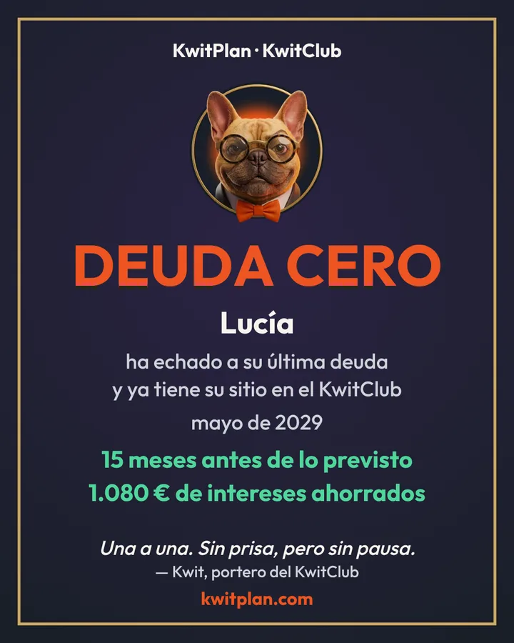 Certificado Deuda cero del KwitClub
